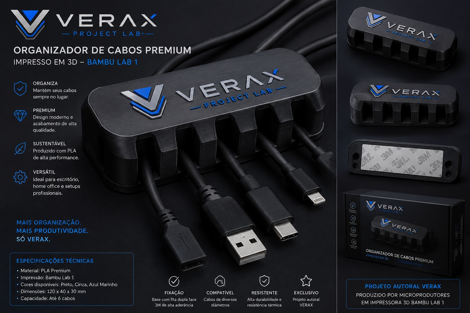 Organizador de Cabos Premium Verax